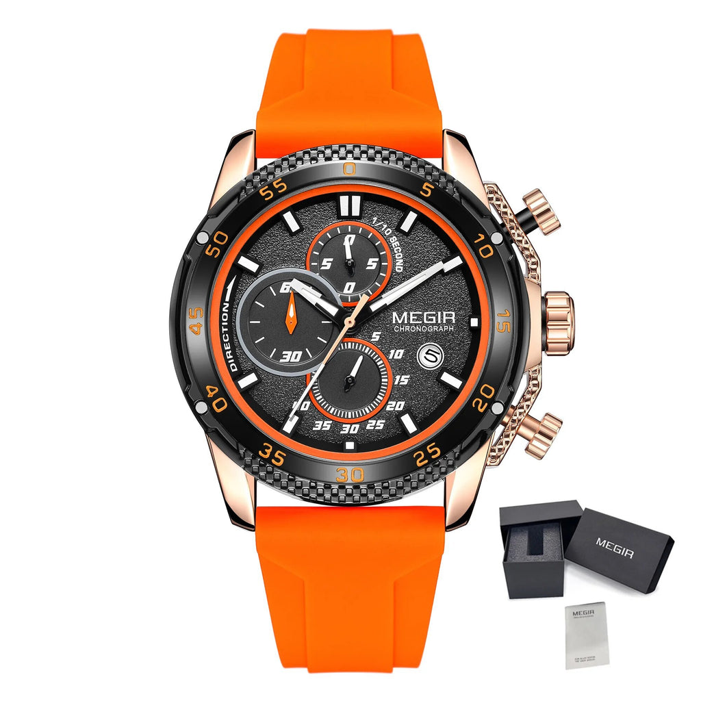 MEGIR Men's Watches Luxury Military Sport Wristwatches Waterproof Luminous Silicone Strap Quartz Chronograph Reloj Hombre 2211-20