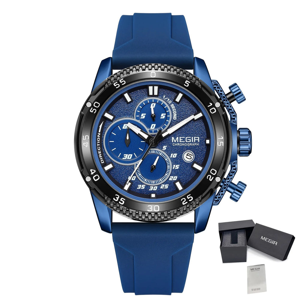 MEGIR Men's Watches Luxury Military Sport Wristwatches Waterproof Luminous Silicone Strap Quartz Chronograph Reloj Hombre 2211-17