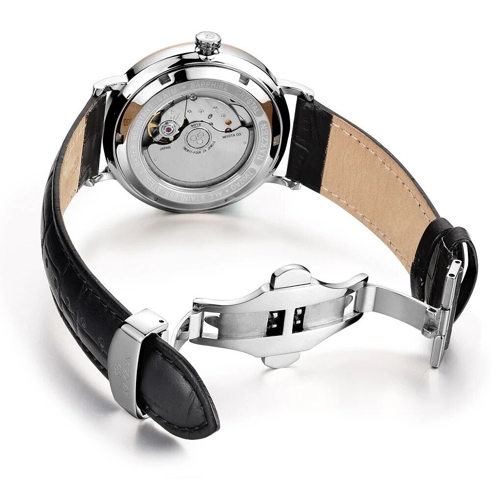 NAKZEN 7002 Men Business Automatic Mechanical Watches Brand Luxury Leather Man Wrist Watch Male Clock Relogio Masculino Miyota 9015-2