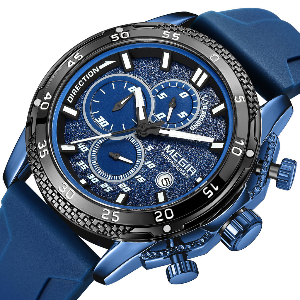 MEGIR Men's Watches Luxury Military Sport Wristwatches Waterproof Luminous Silicone Strap Quartz Chronograph Reloj Hombre 2211-14