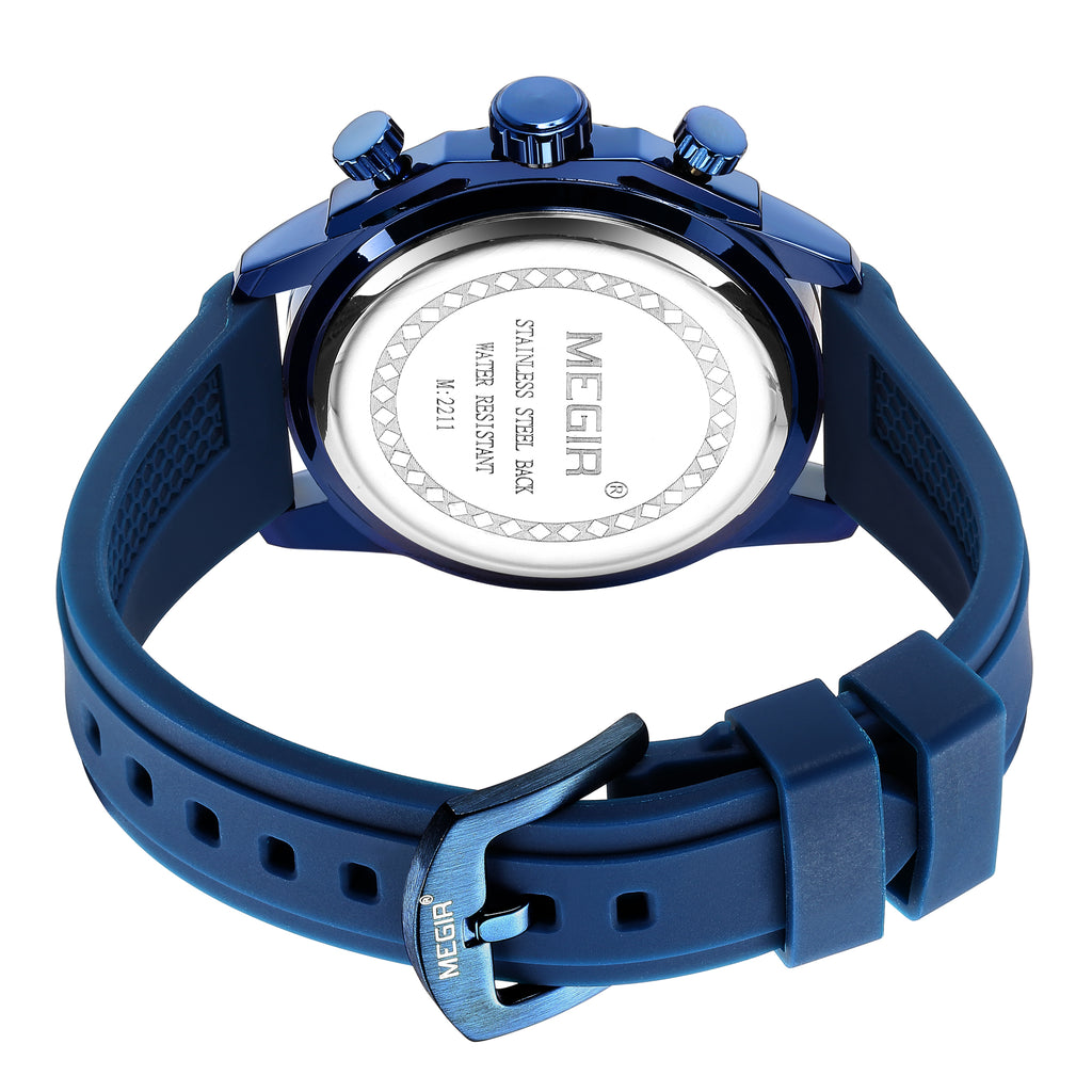 MEGIR Men's Watches Luxury Military Sport Wristwatches Waterproof Luminous Silicone Strap Quartz Chronograph Reloj Hombre 2211-15