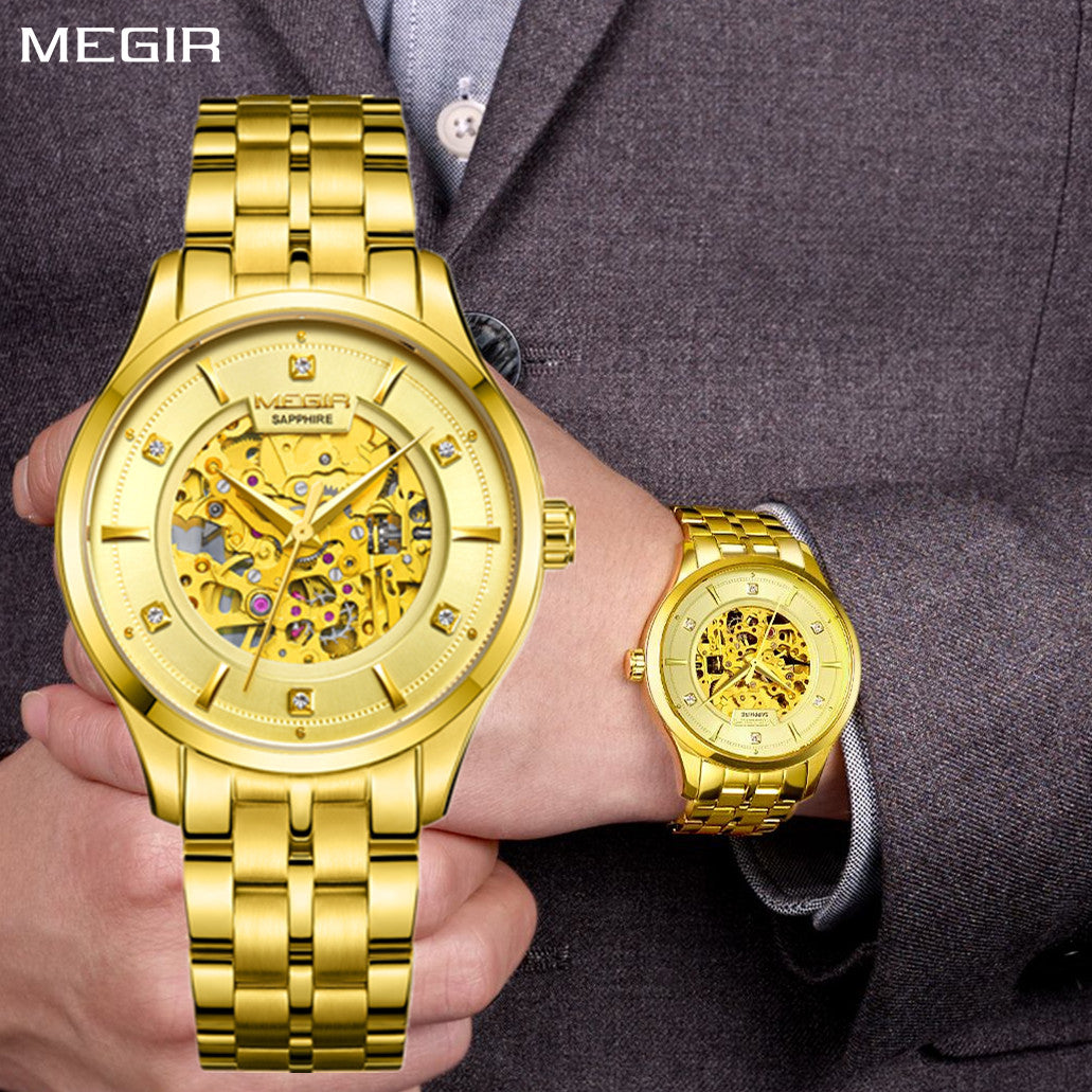 Luxury Men Watches Waterproof Automatic Mechanical Watch Stainless Steel Sapphire Gold Business WristWatch Reloj Hombre 62058