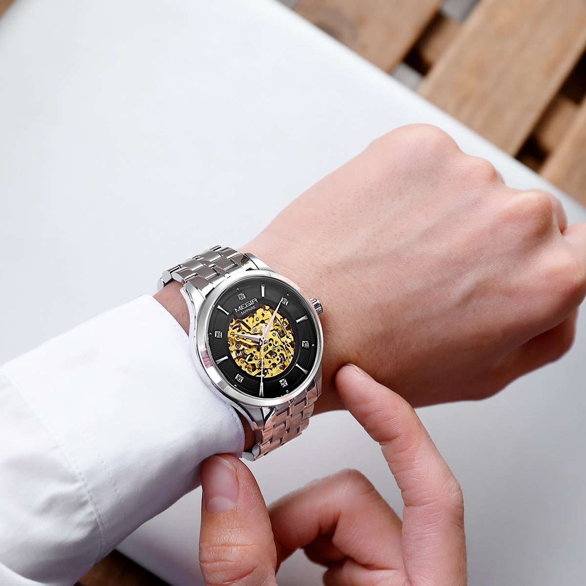 Luxury Men Watches Waterproof Automatic Mechanical Watch Stainless Steel Sapphire Gold Business WristWatch Reloj Hombre 62058