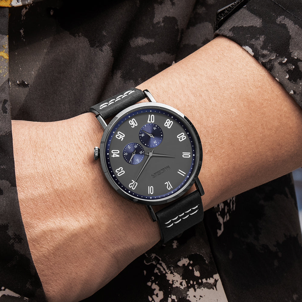 MEGIR Fashion Casual Men Watches Luxury Leather Quartz Sport Wristwatch Waterproof Luminous Clock Large Dial Relogio Masculino 1083-4