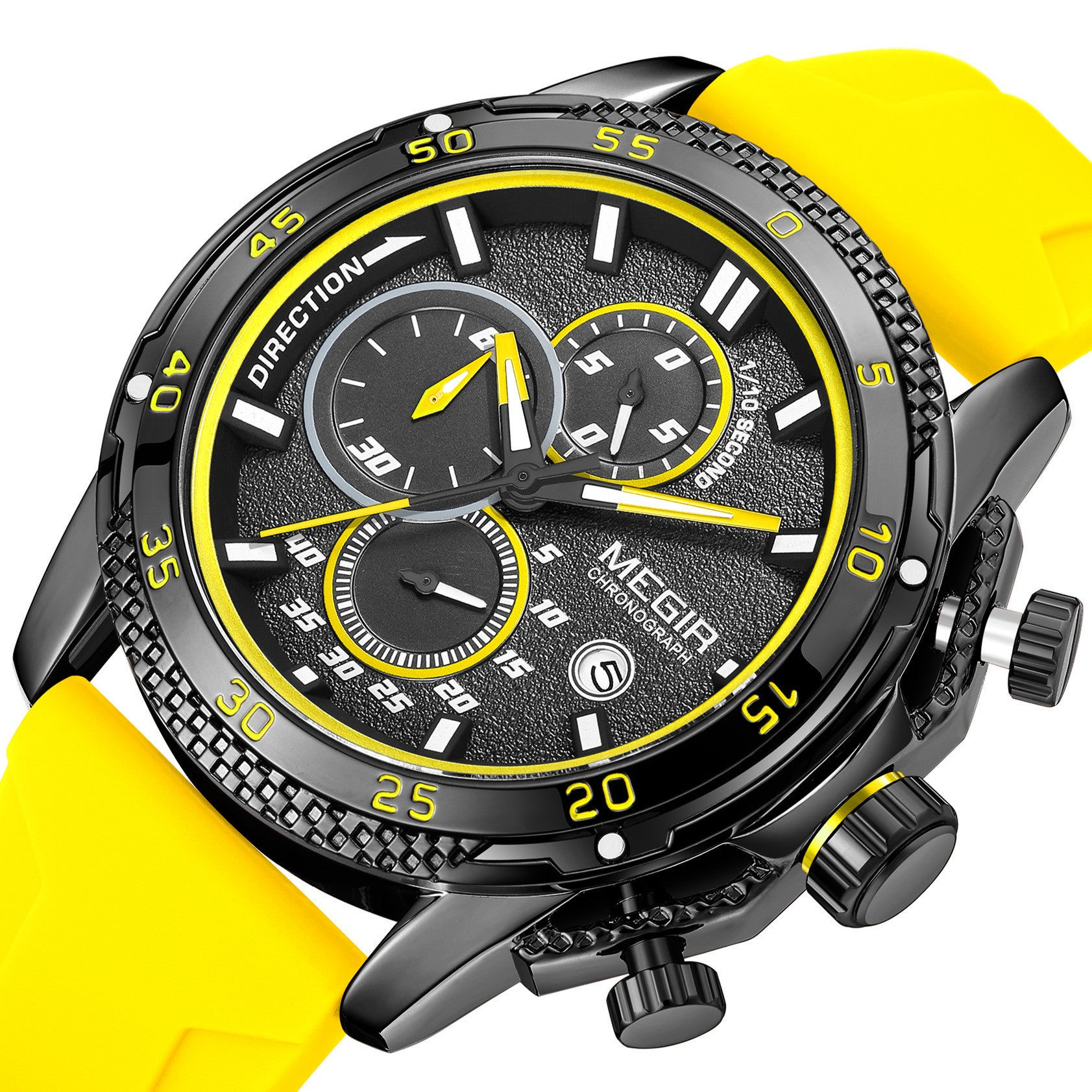 MEGIR Men's Watches Luxury Military Sport Wristwatches Waterproof Luminous Silicone Strap Quartz Chronograph Reloj Hombre 2211-12