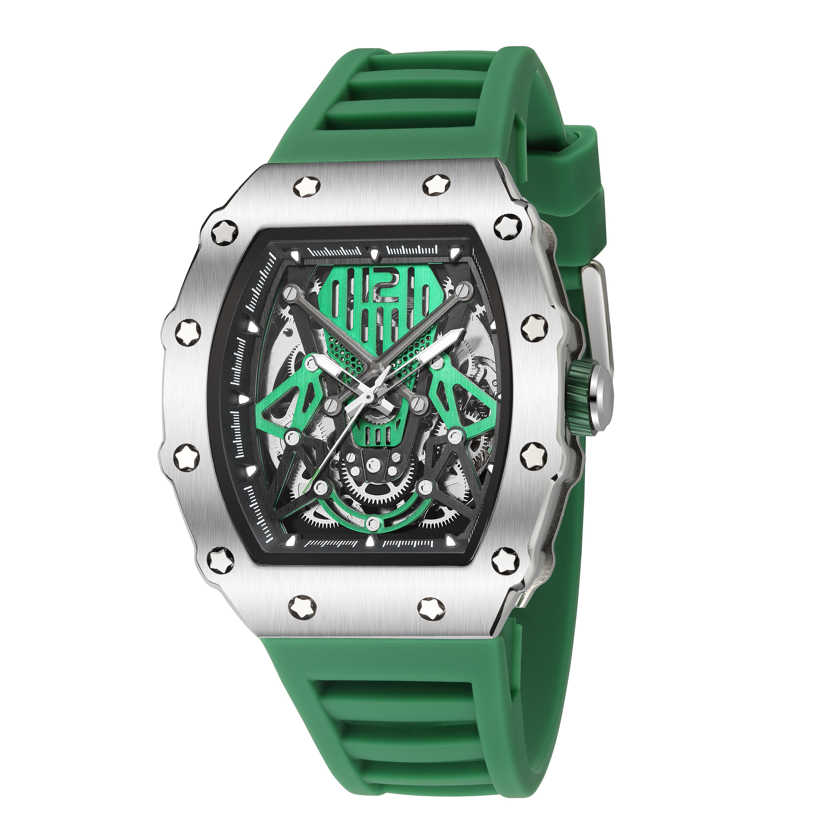 RUIMAS Luxury Watch Men Fashion Automatic Mechanical Watches Clock Silicone Strap Sport Casual Wristwatch Big Dial Reloj Hombre 341-11