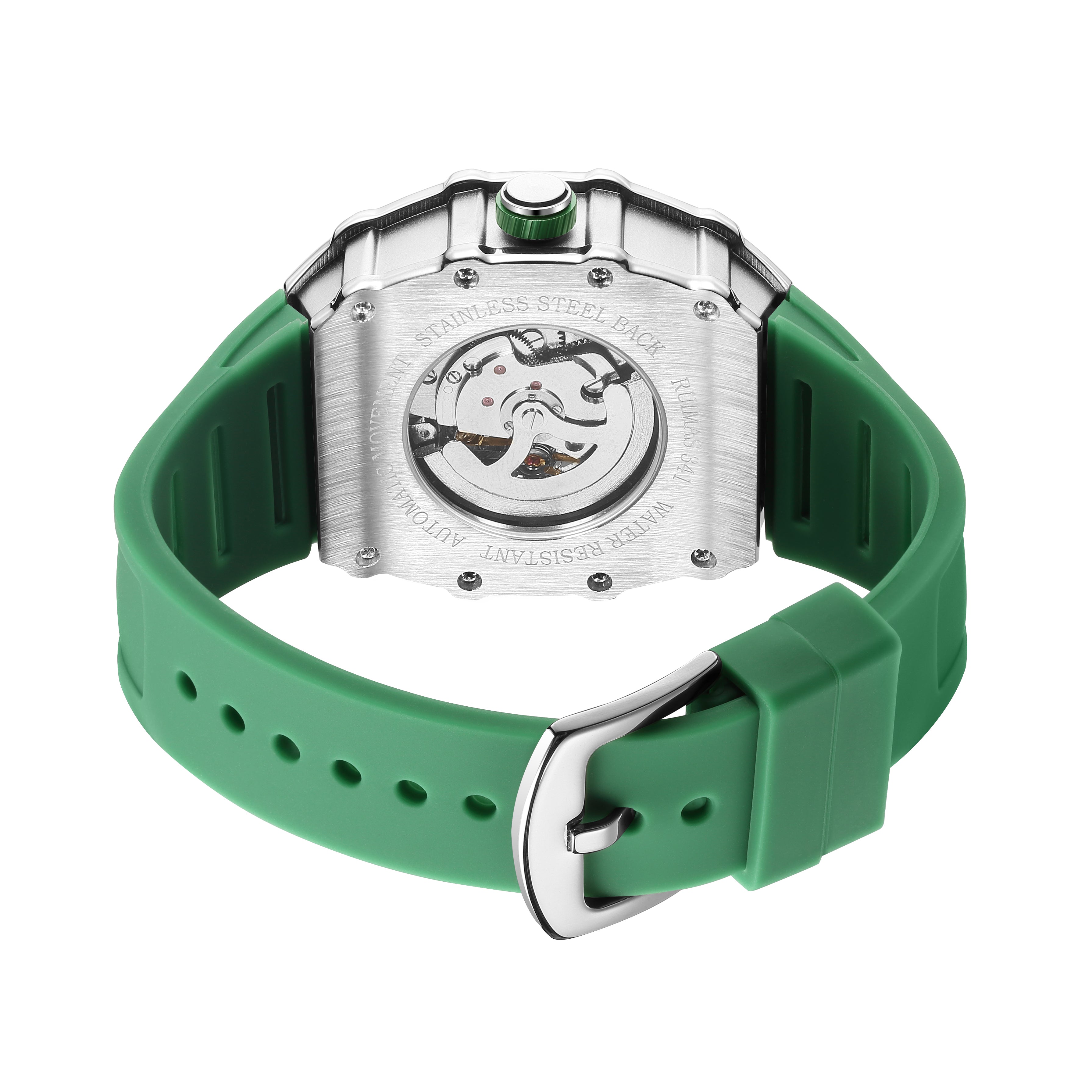 RUIMAS Luxury Watch Men Fashion Automatic Mechanical Watches Clock Silicone Strap Sport Casual Wristwatch Big Dial Reloj Hombre 341-17