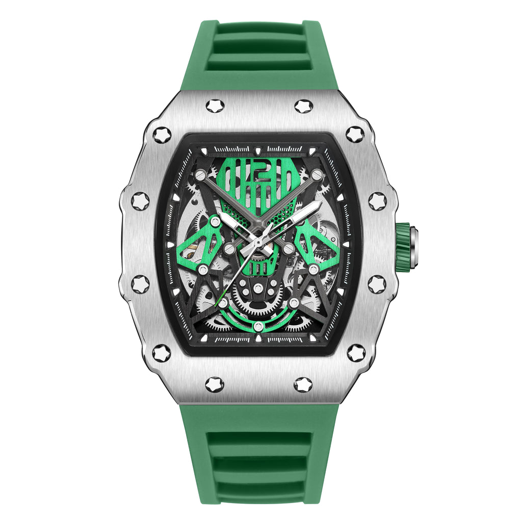 RUIMAS Luxury Watch Men Fashion Automatic Mechanical Watches Clock Silicone Strap Sport Casual Wristwatch Big Dial Reloj Hombre 341-12