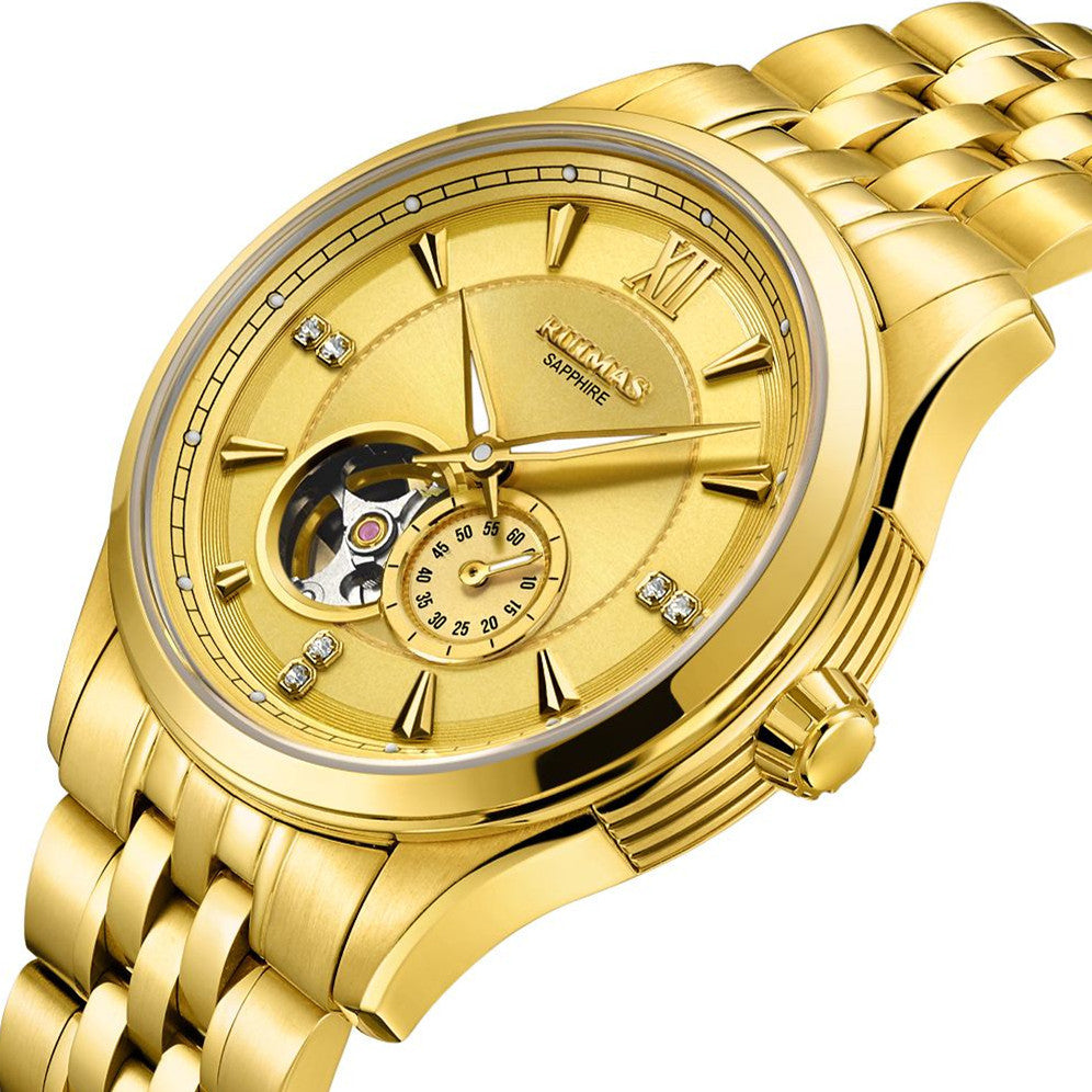 RUIMAS Luxury Men Mechanical Watches Sapphire Glass Stainless Steel Bracelet Business Casual WristWatch Clock Montre Homme 6736-8