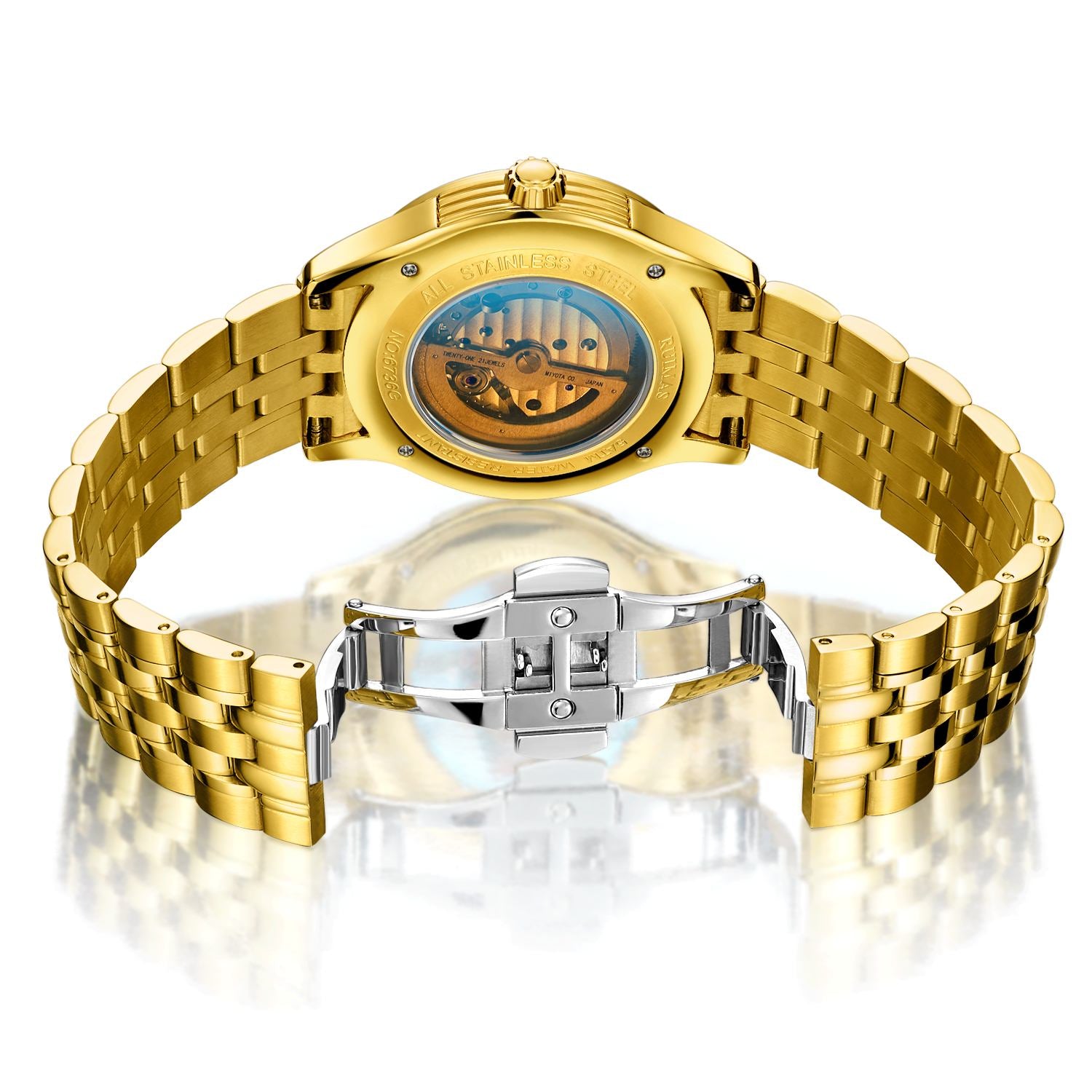 RUIMAS Luxury Men Mechanical Watches Sapphire Glass Stainless Steel Bracelet Business Casual WristWatch Clock Montre Homme 6736-9