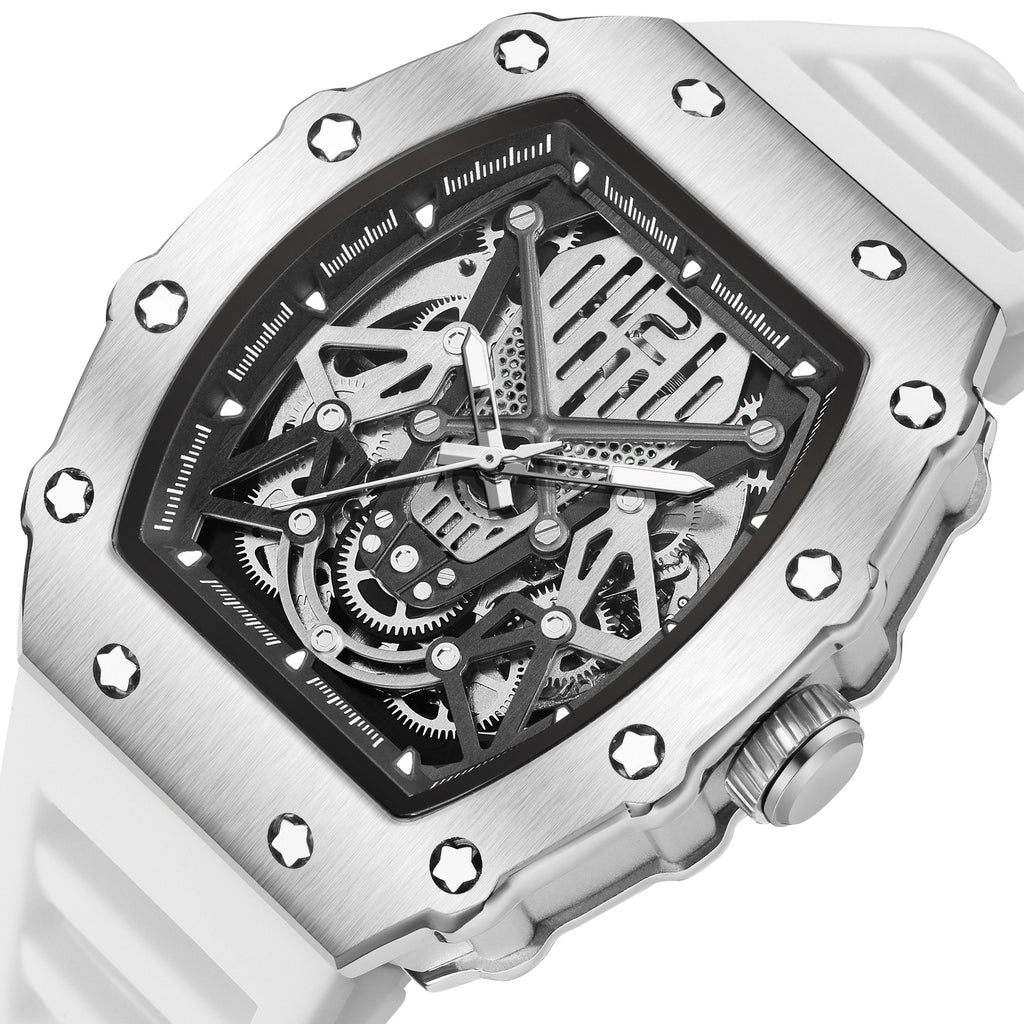 RUIMAS Luxury Watch Men Fashion Automatic Mechanical Watches Clock Silicone Strap Sport Casual Wristwatch Big Dial Reloj Hombre 341-16